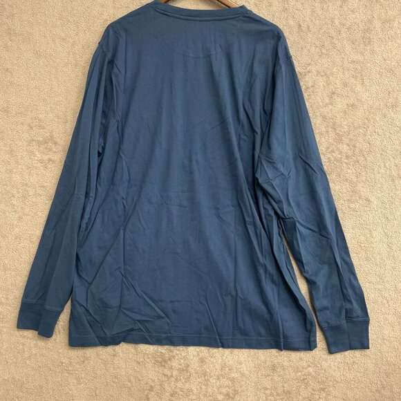 NWOT Lands' End Men's XL Long-Sleeve Shirt Bird Pocket Print Blue Cotton - Picture 2 of 7